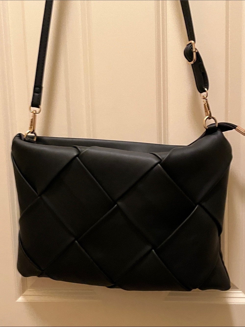 Anthropologie Black Wide Woven Crossbody Bag – Bottega Inspired